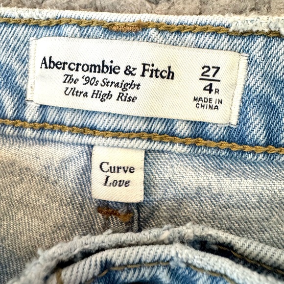 Abercrombie &Fitch The ‘90s Straight Ultra High Rise 27/4R Curve Love Blue Jeans - Picture 4 of 11